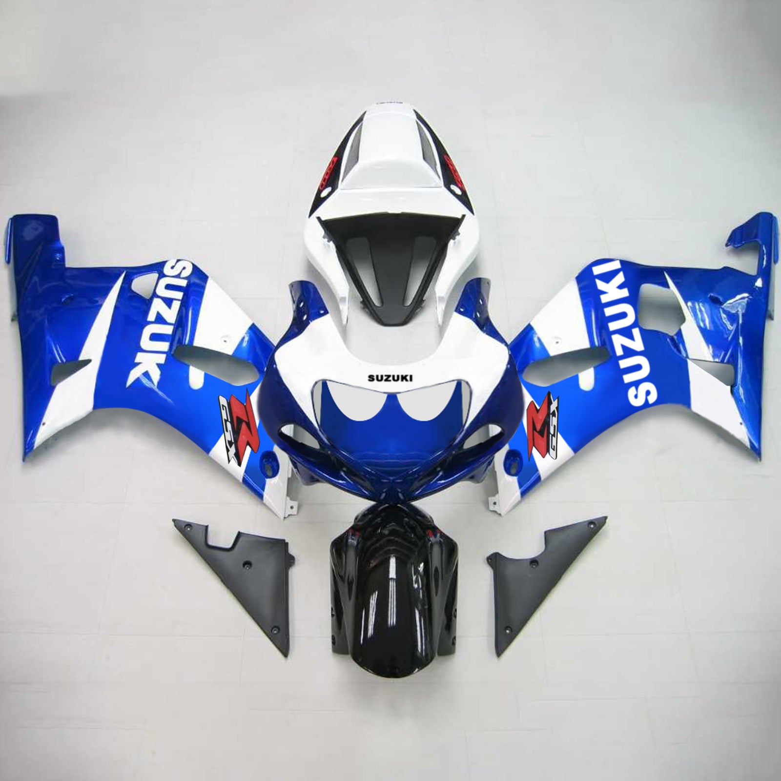 Amotopart Suzuki 01-03 GSXR600 & 00-03 GSXR750 Fairing White Blue Kit