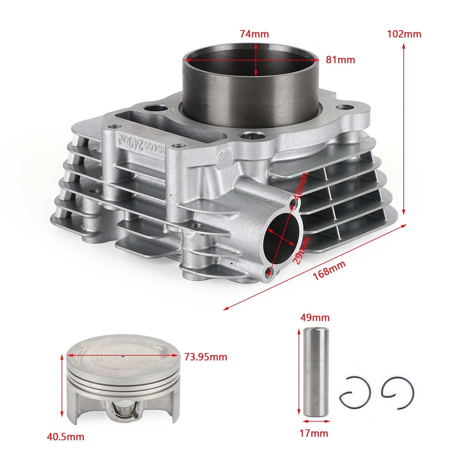 Kolben-Zylinder-Dichtungssatz für oberes Ende, 74 mm, für Yamaha YBR250 07–2009, XT250 13–2015, allgemeiner FedEx Express-Versand