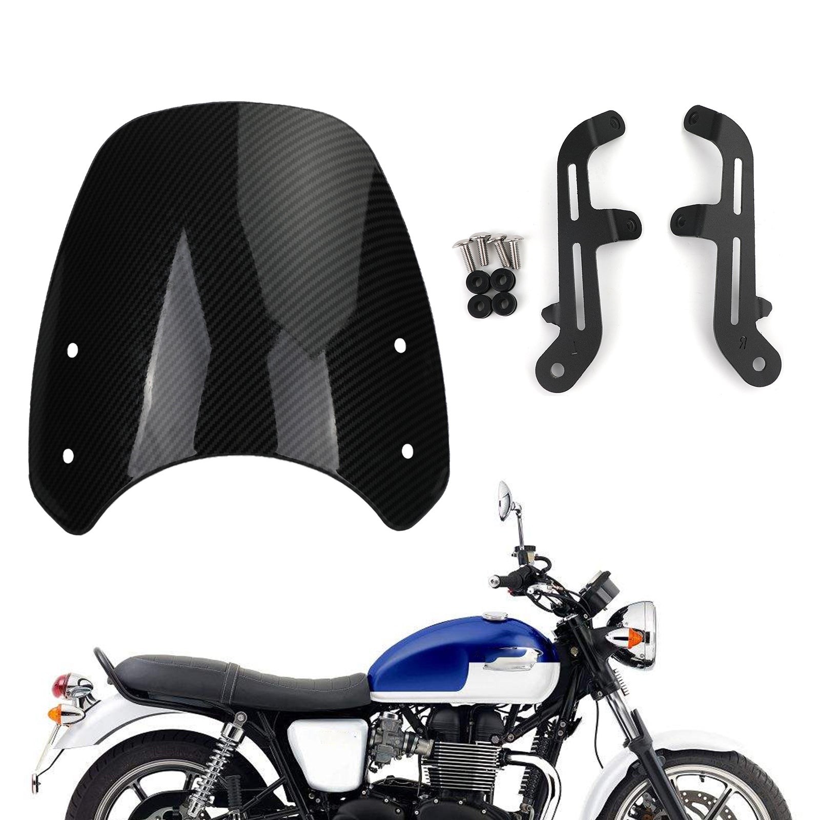 Triumph Bonneville T100 T120 Carbon ABS Plastic Motor Windshield WindScreen