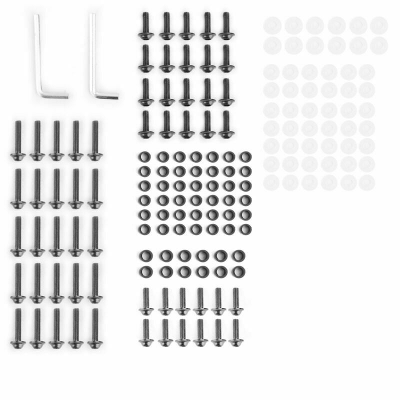 158Pcs Sportbike Windscreen Fairing Bolts Kit Fastener Clips Screws Black