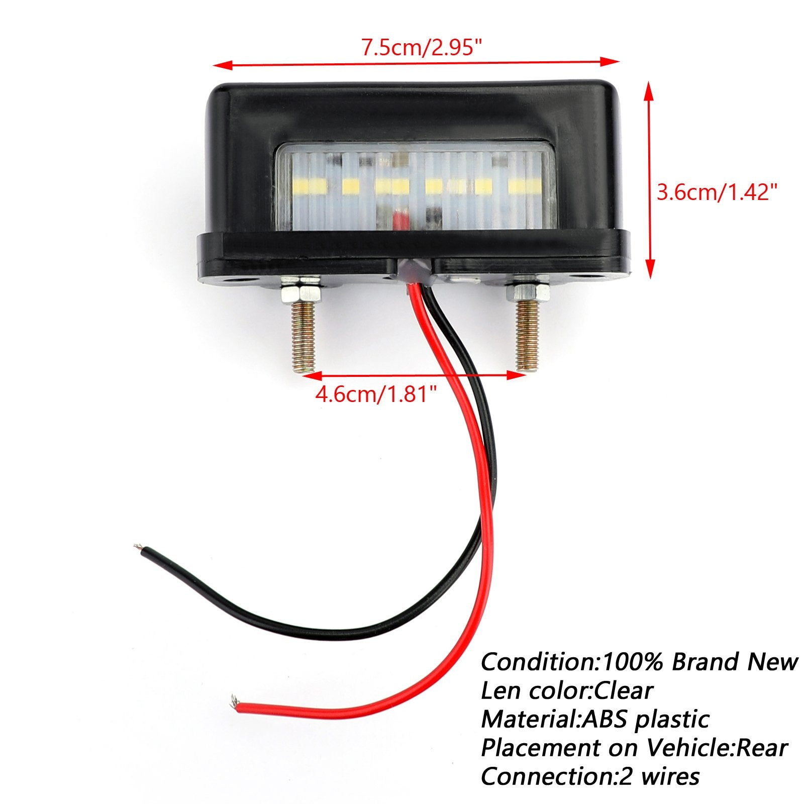 Universelles LED-Rücklicht für Kennzeichenbeleuchtung, Schwarz