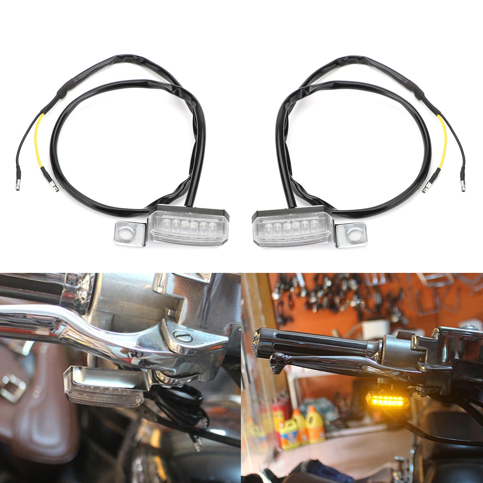 1 paire de clignotants avant LED universels pour motos, voyant lumineux