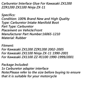 Carburetor Intake Manifold Boot For Kawasaki ZX1200 ZZR1200 Ninja ZX-11 ZX1100