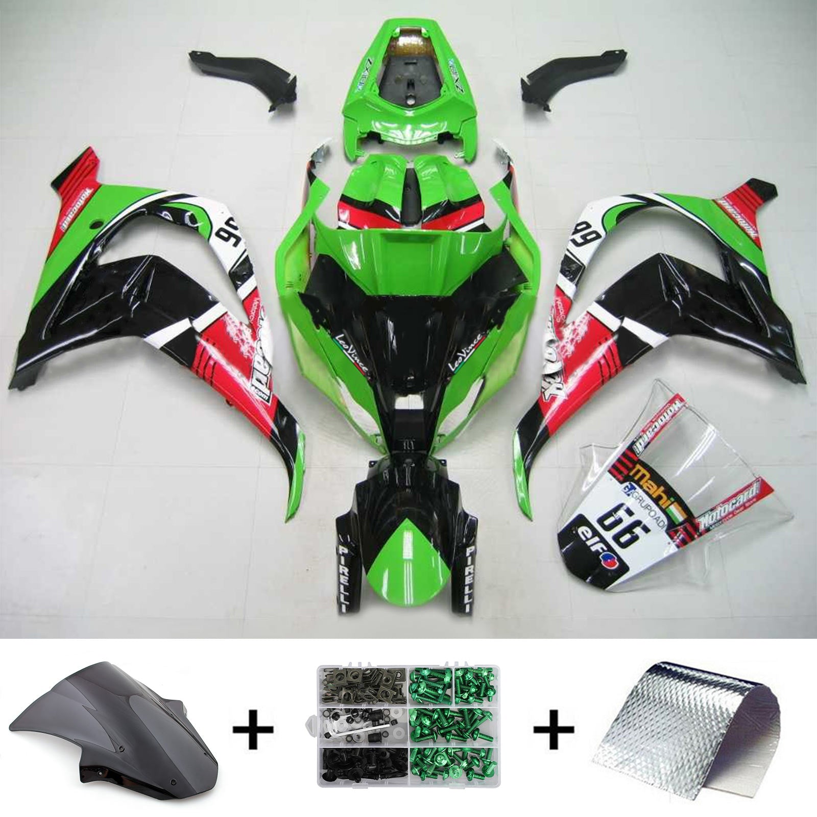 Amotopart Kawasaki ZX10R 2011-2015 Green Fairing Kit