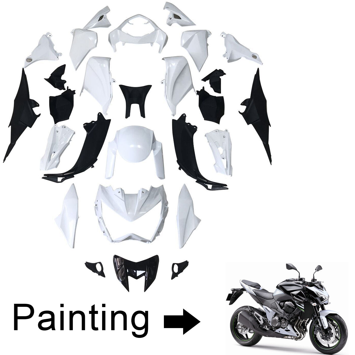 Amotopart 2013-2018 Kawasaki Z800 Sliver&Black Fairing Kit