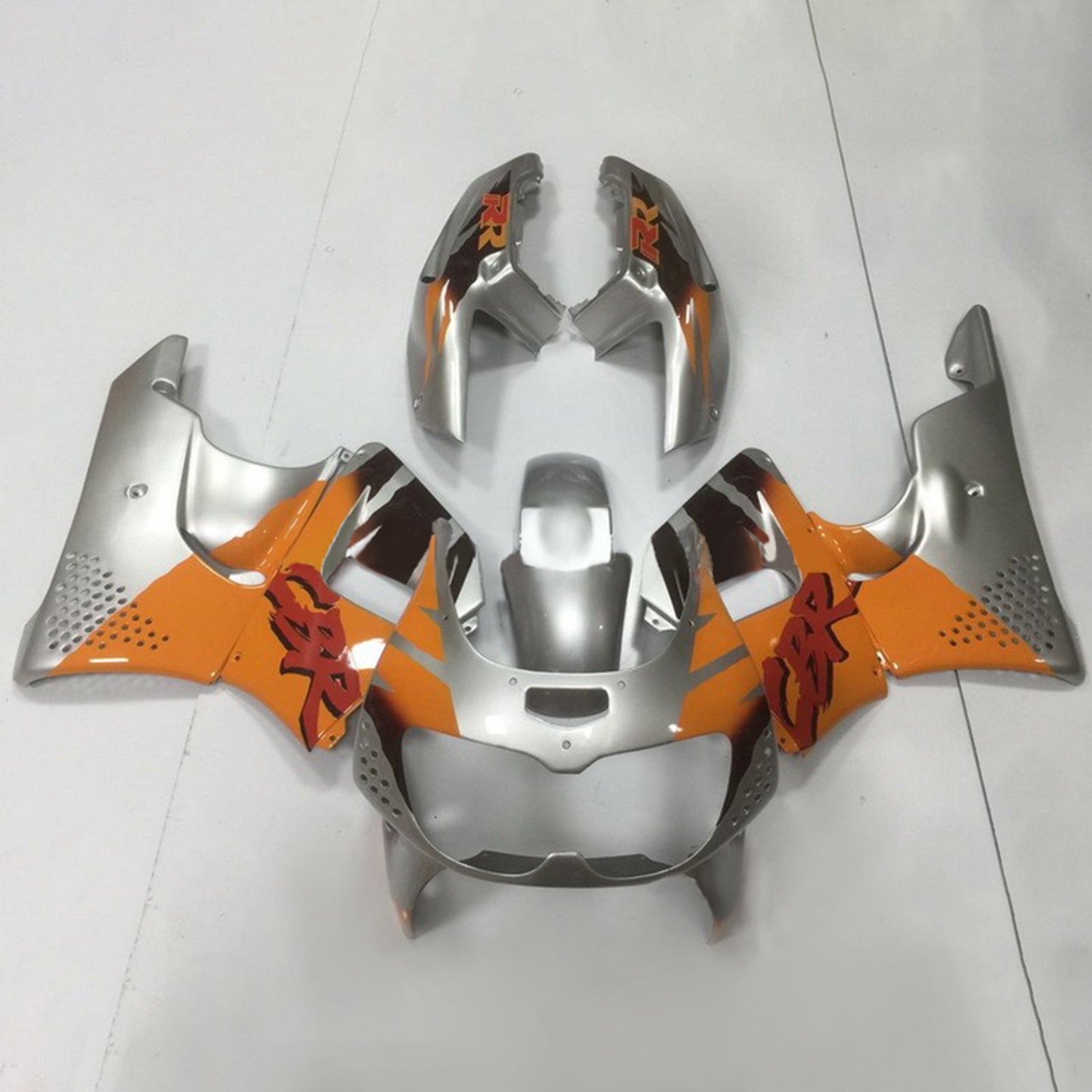 Amotopart 1994-1995 Honda CBR900RR 893 Kit de carénage orange et argent