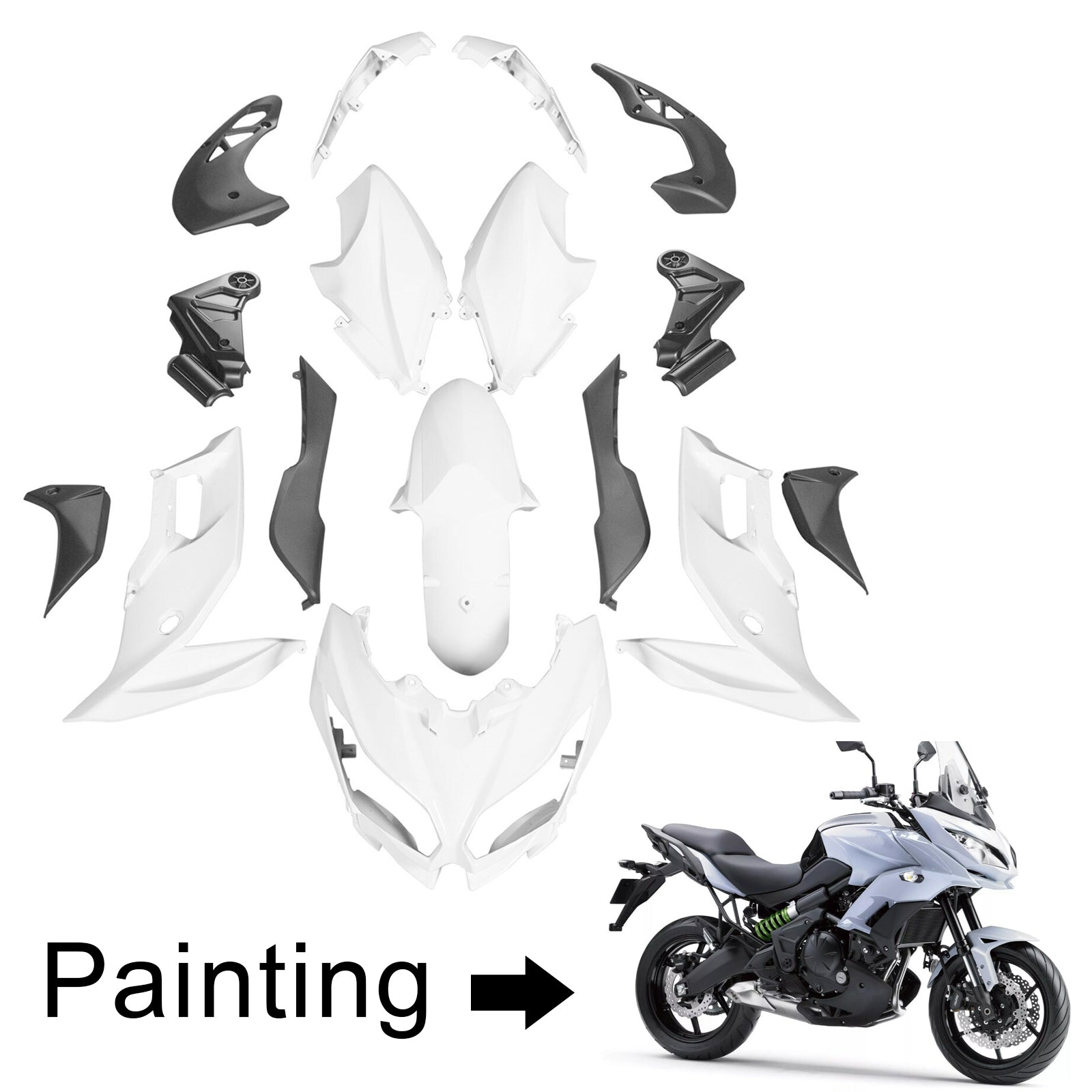 Kit de carénage blanc Amotopart 2015-2021 Kawasaki Versys 650