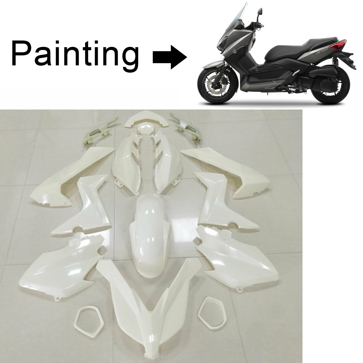 Amotopart 2013-2017 Yamaha XMAX 400 Kit de carénage gris noir