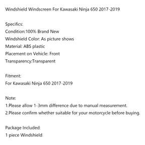 Motorcycle Windscreen Screen Windshield for Kawasaki Ninja 650 2017-2019 Black Generic