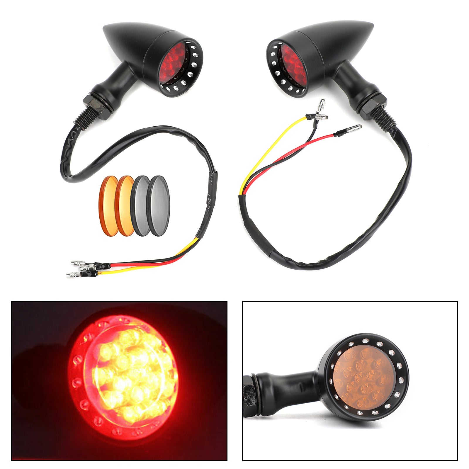 M10 Universal Motorcycle Turn Signal Light Indicators Blinker Bullet Lamp