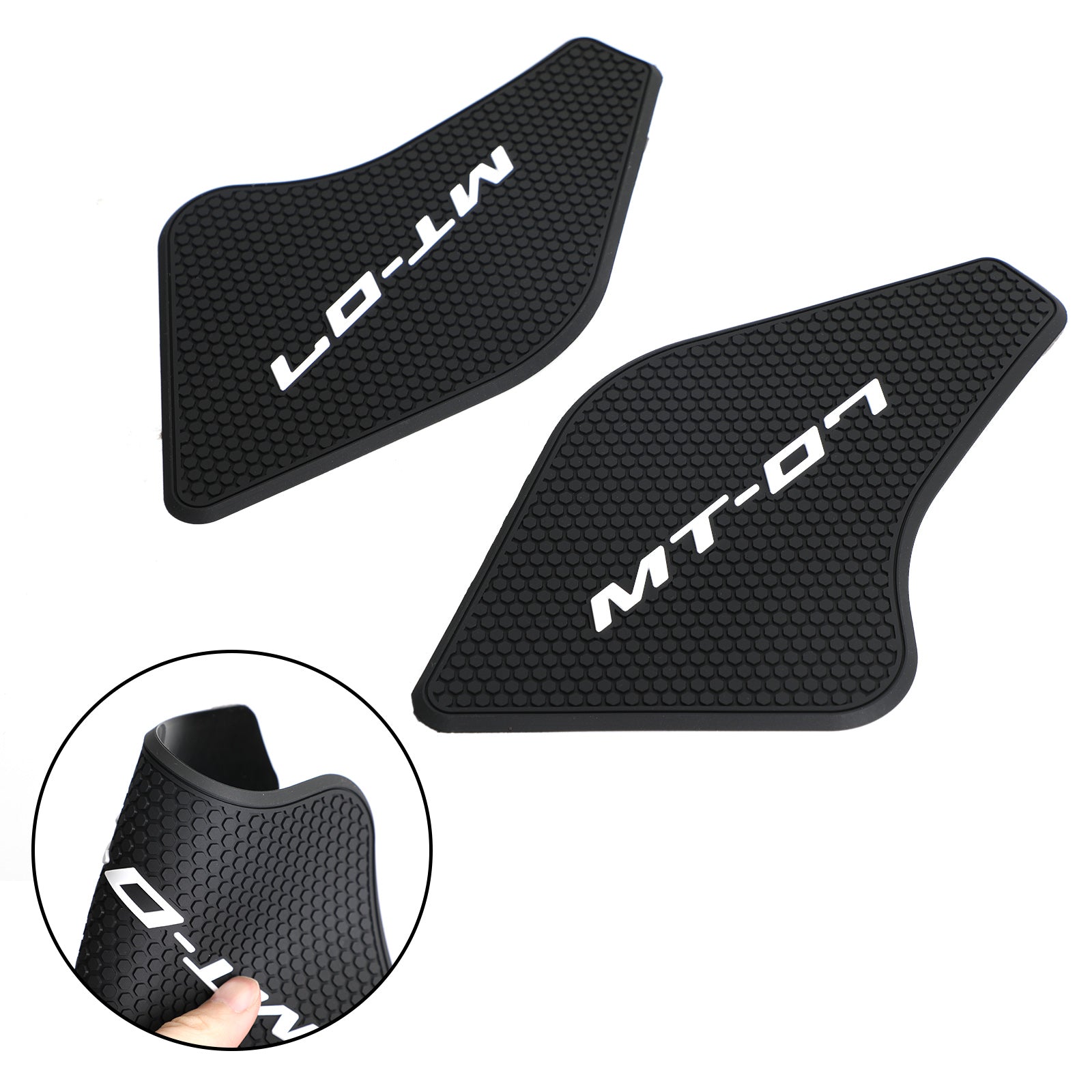 Side Grip Tank Pads Black For Yamaha MT-07 MT07 2021 - 2022 2-Piece Kit Generic