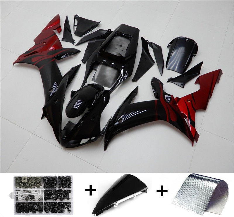 Amotopart 2002 2003 ヤマハ YZF R1 フェアリング ブラック レッド キット