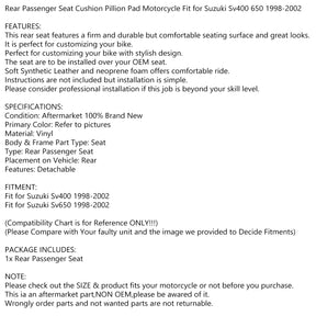 Rear Passenger Seat Pillion Saddle Fit For Suzuki Sv400 650 1998-2002 99 00 01 Generic
