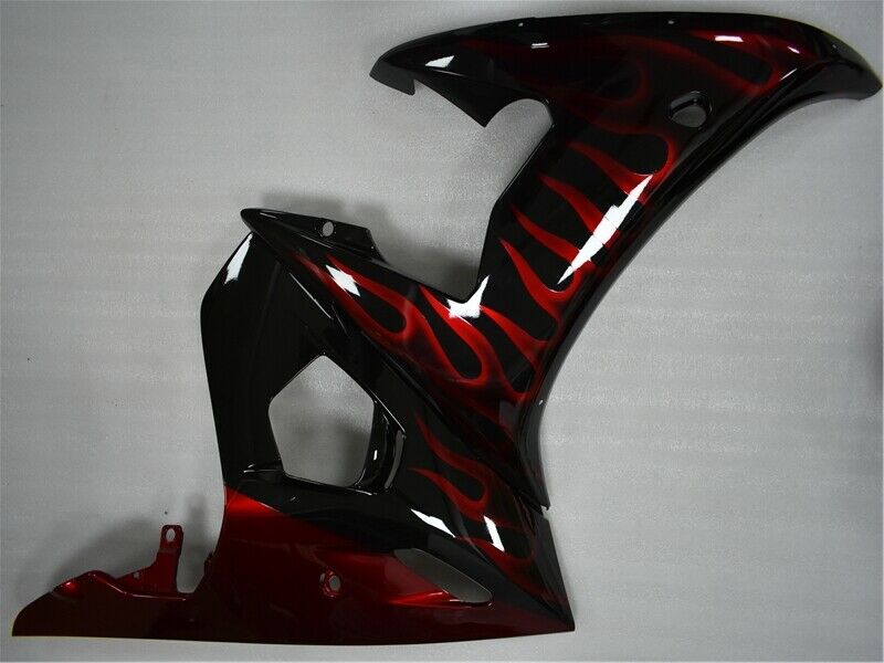 Amotopart 2003-2004 Yamaha YZF R6 Fairing Black&Red Flame Kit