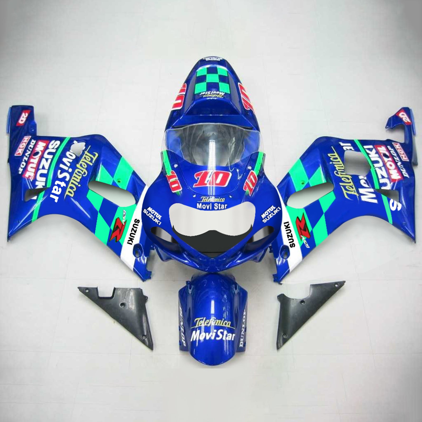 Amotopart Suzuki 01-03 GSXR600 & 00-03 GSXR750 Fairing blue fluorescent green Kit
