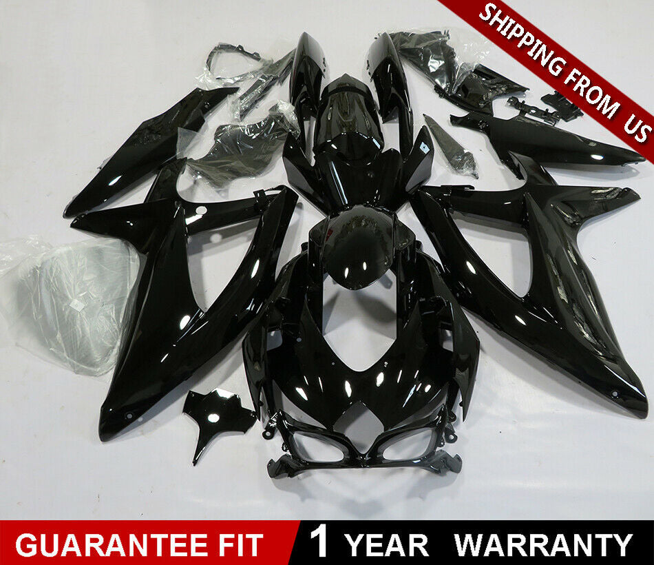 Amotopart Suzuki GSXR600 750 2008-2010 Fairing Glossy Black Fairing Kit