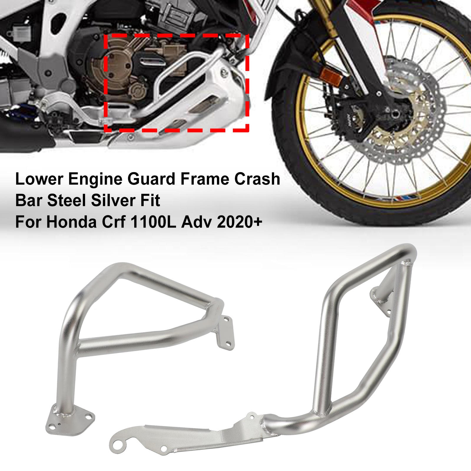 Crash Bar Lower Engine Guard Steel Frame Silver Fit For Honda Crf 1100L Adv 20+ Generic