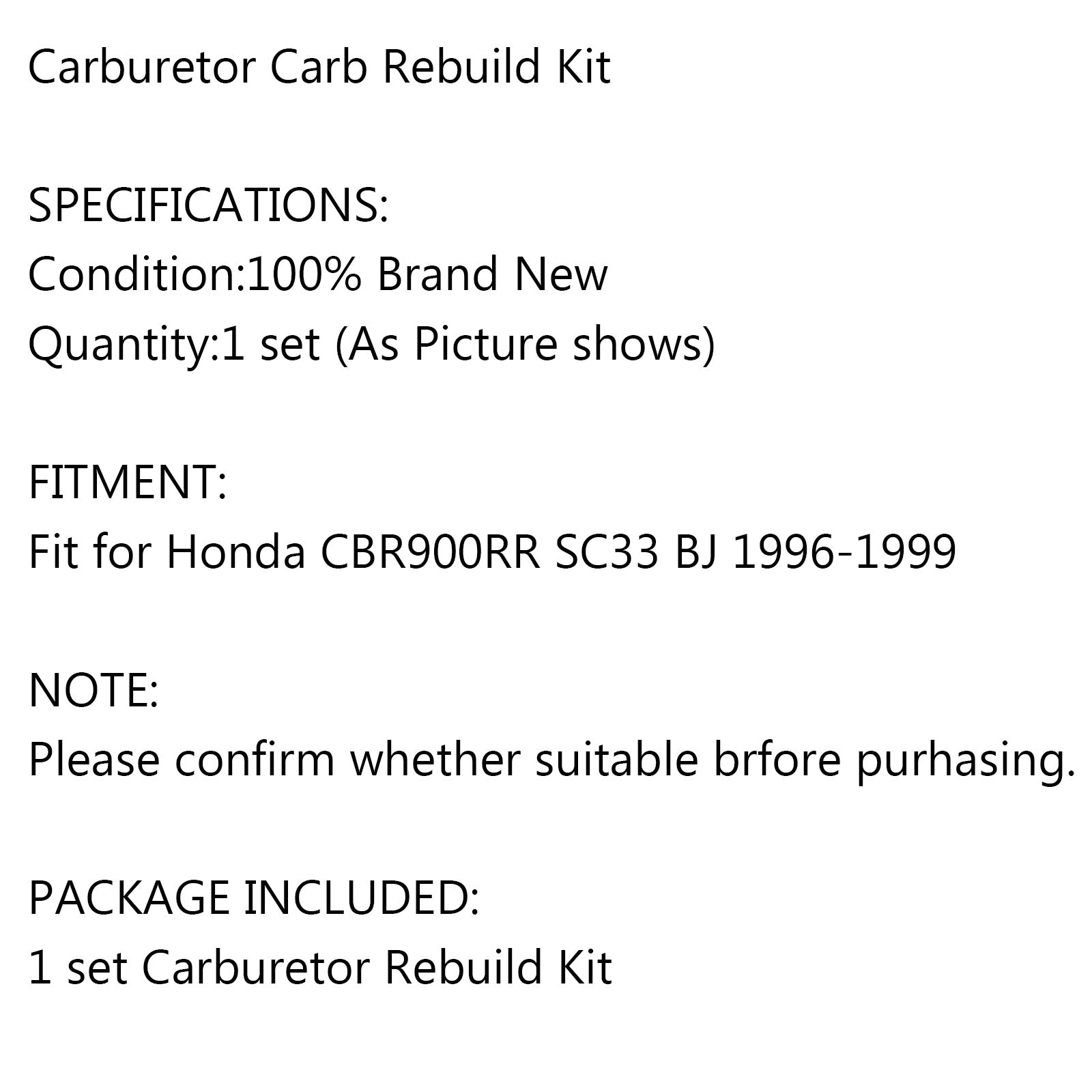 Motorcycle Carburetor Repair Rebuild Kit for Honda CBR900RR SC33 BJ 1996-1999