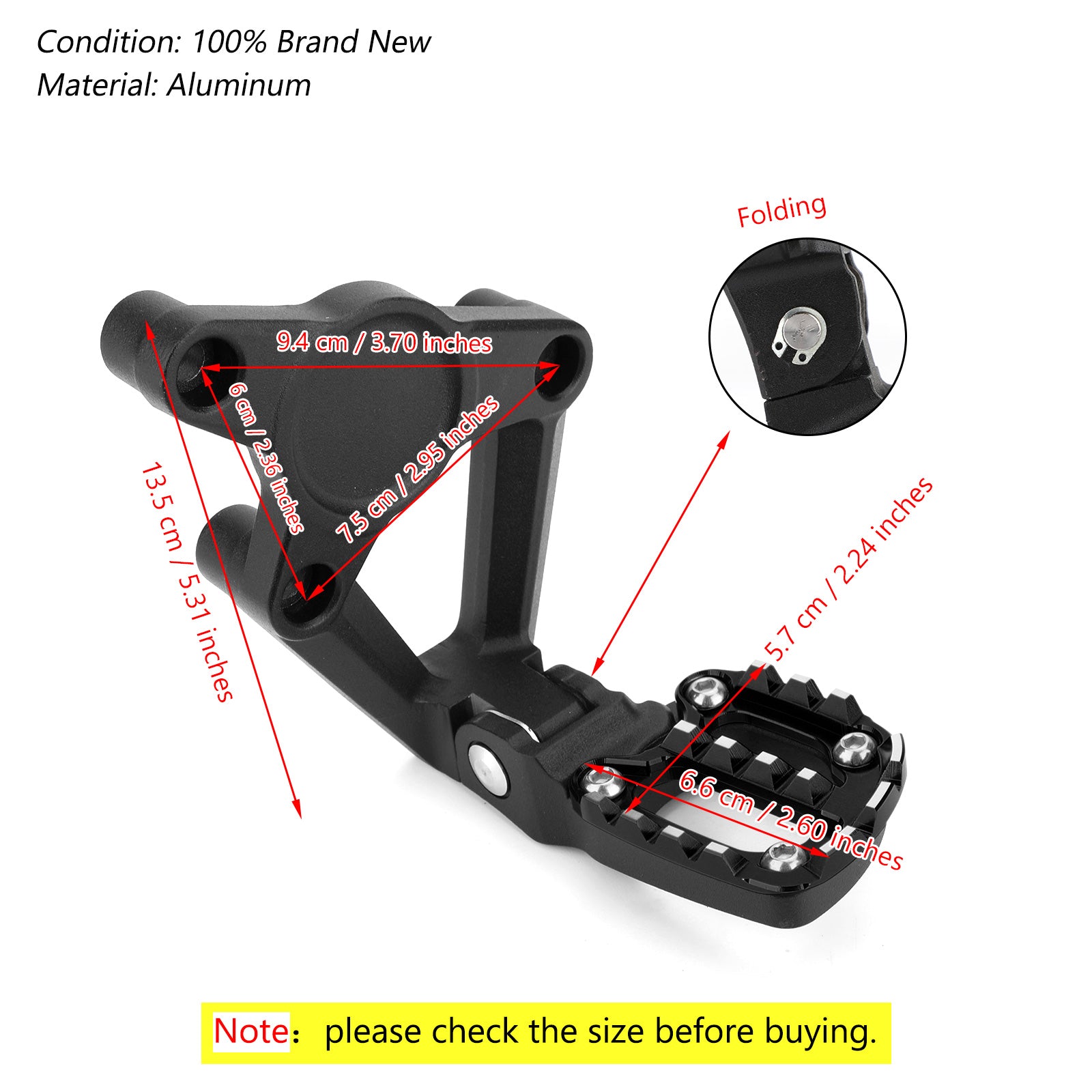 Moto Folding Footrests Foot Pegs Rear Pedals For Honda X-ADV 750 2017-2018 Black