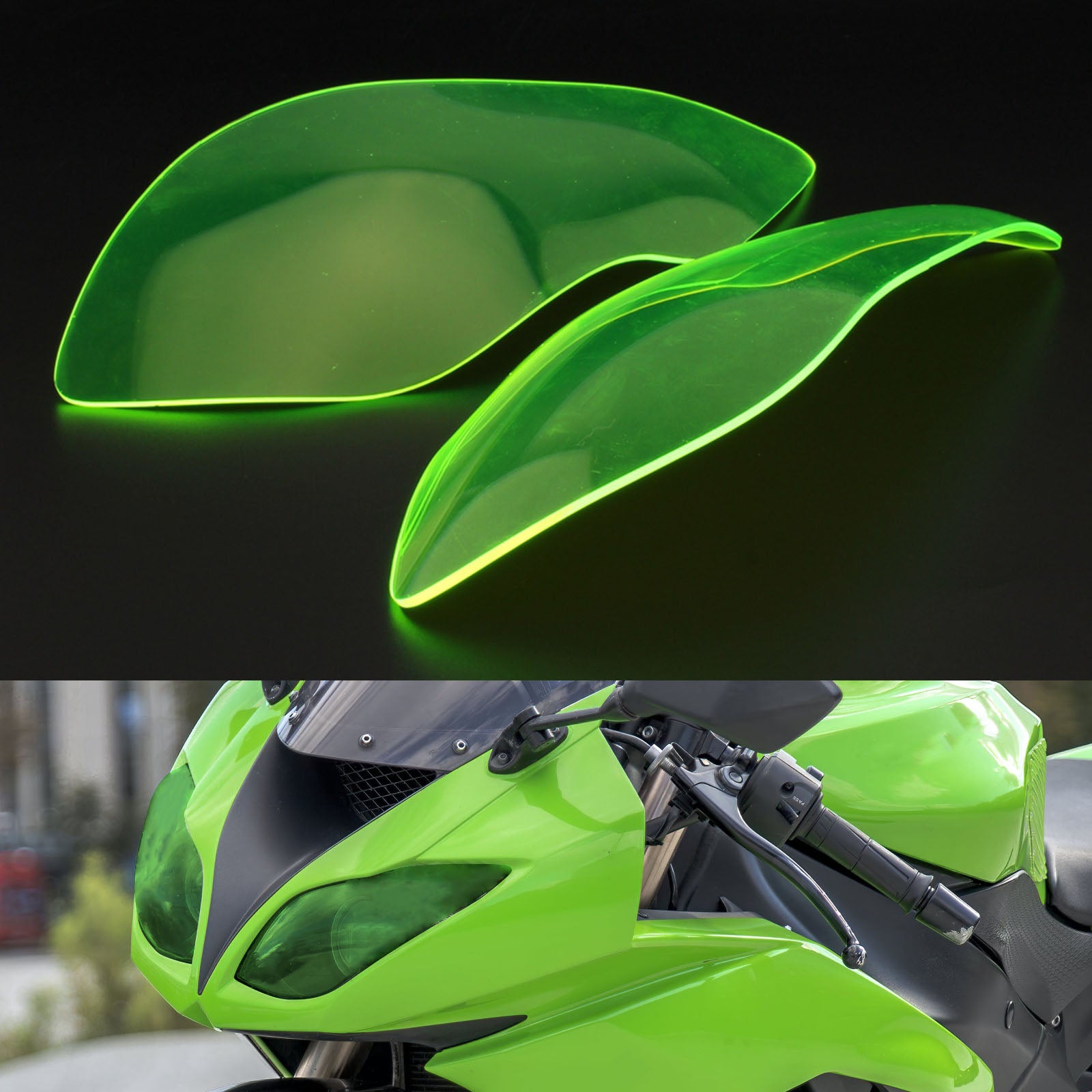 Protecteur de lentille de phare avant, adapté à Kawasaki Zx-636R Zx-6R 09-18, fumée générique