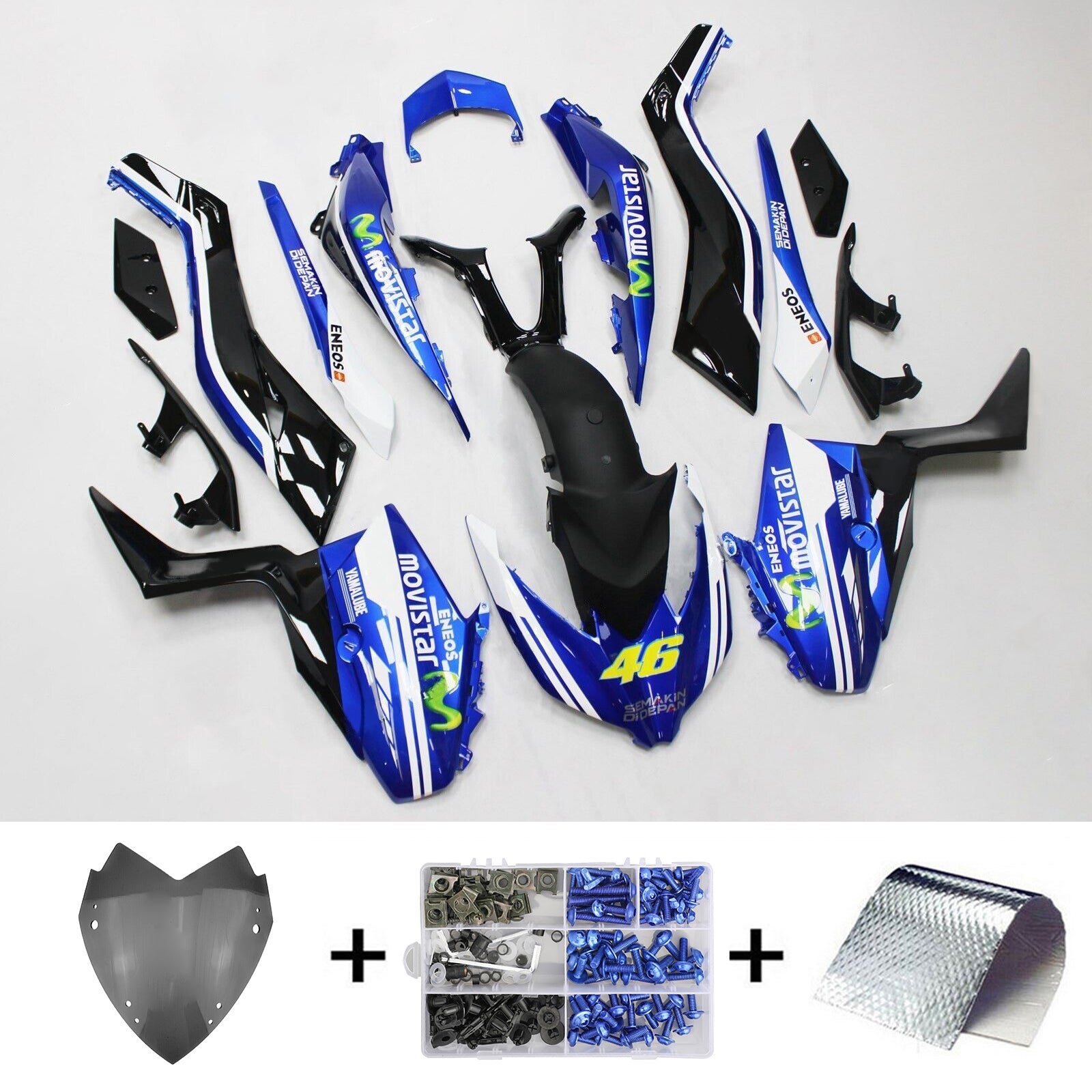 Amotopart 2017-2021 Kit carena Yamaha XMAX300 blu e nero 46