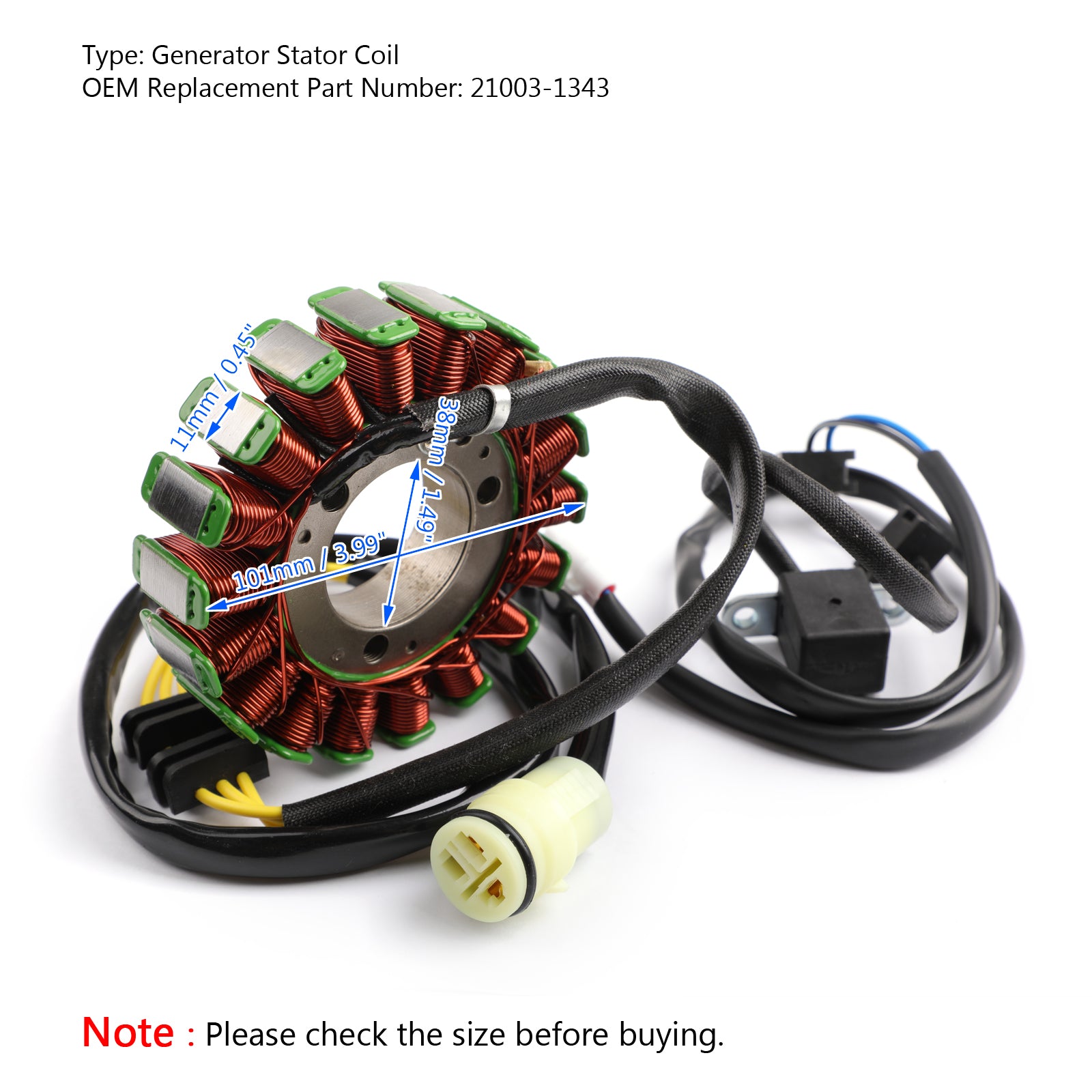 Bobine de Stator de générateur magnéto, pour Kawasaki KVF300 Prairie 1999-2002 21003-1343