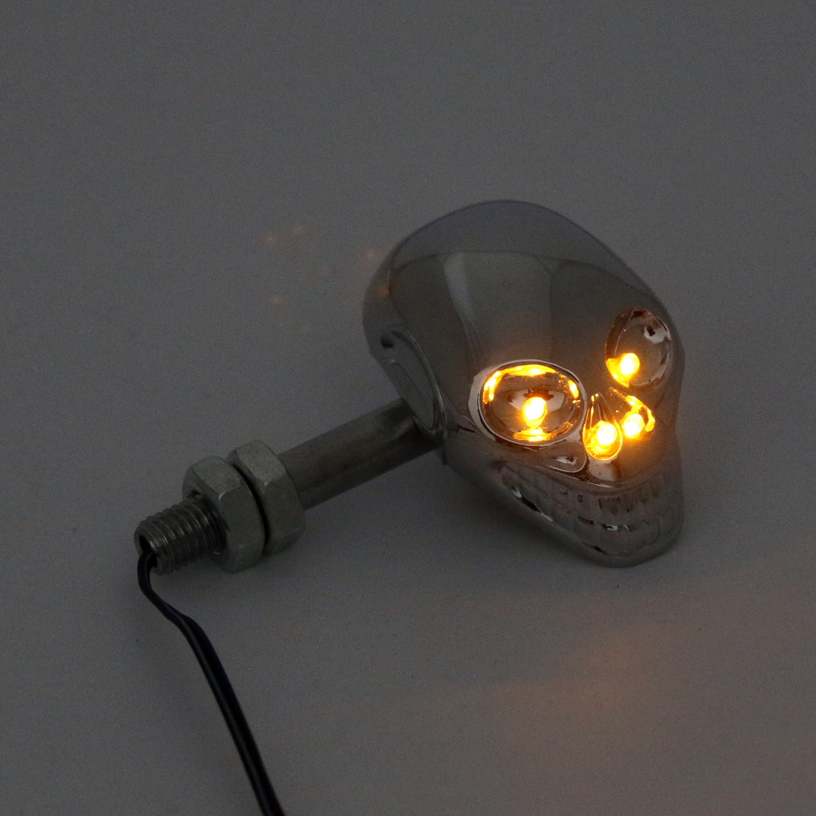 Motorrad-Schädel-Kopf-Blinker-Anzeige-Blinker-12V-LED-Licht-Lampe