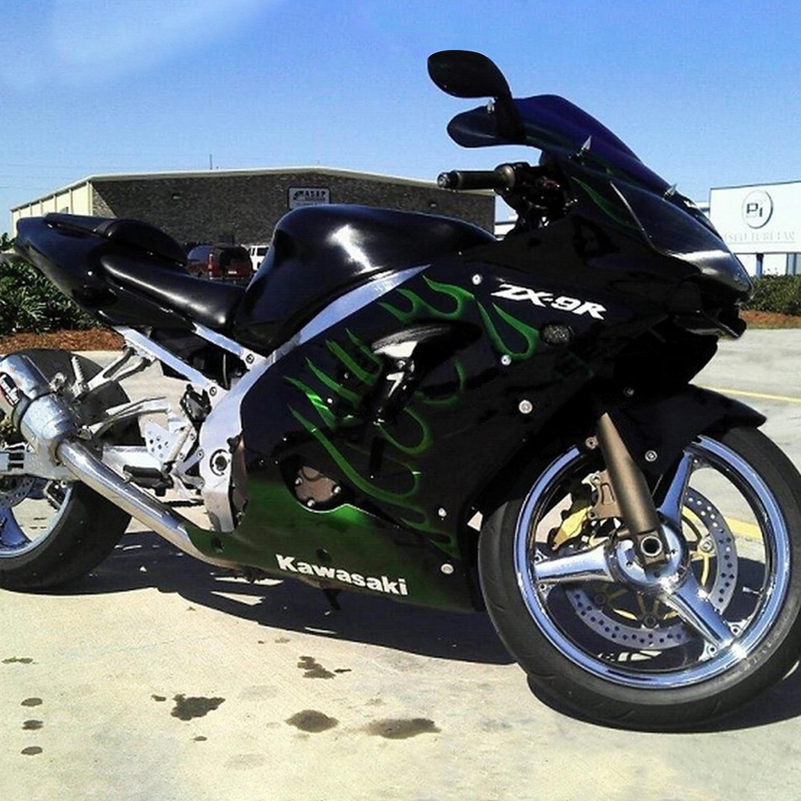 Amotopart Kawasaki 2002-2003 ZX9R グリーン ブラック ミックス フェアリングキット