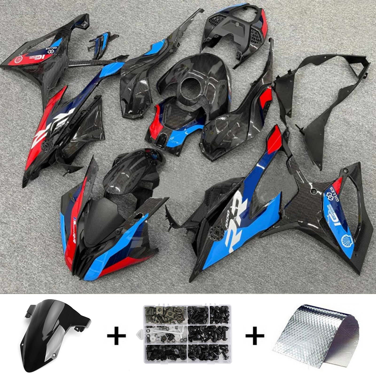 Amotopart BMW 2019-2022 S1000RR/M1000RR ブラック ブルー レッド フェアリング キット