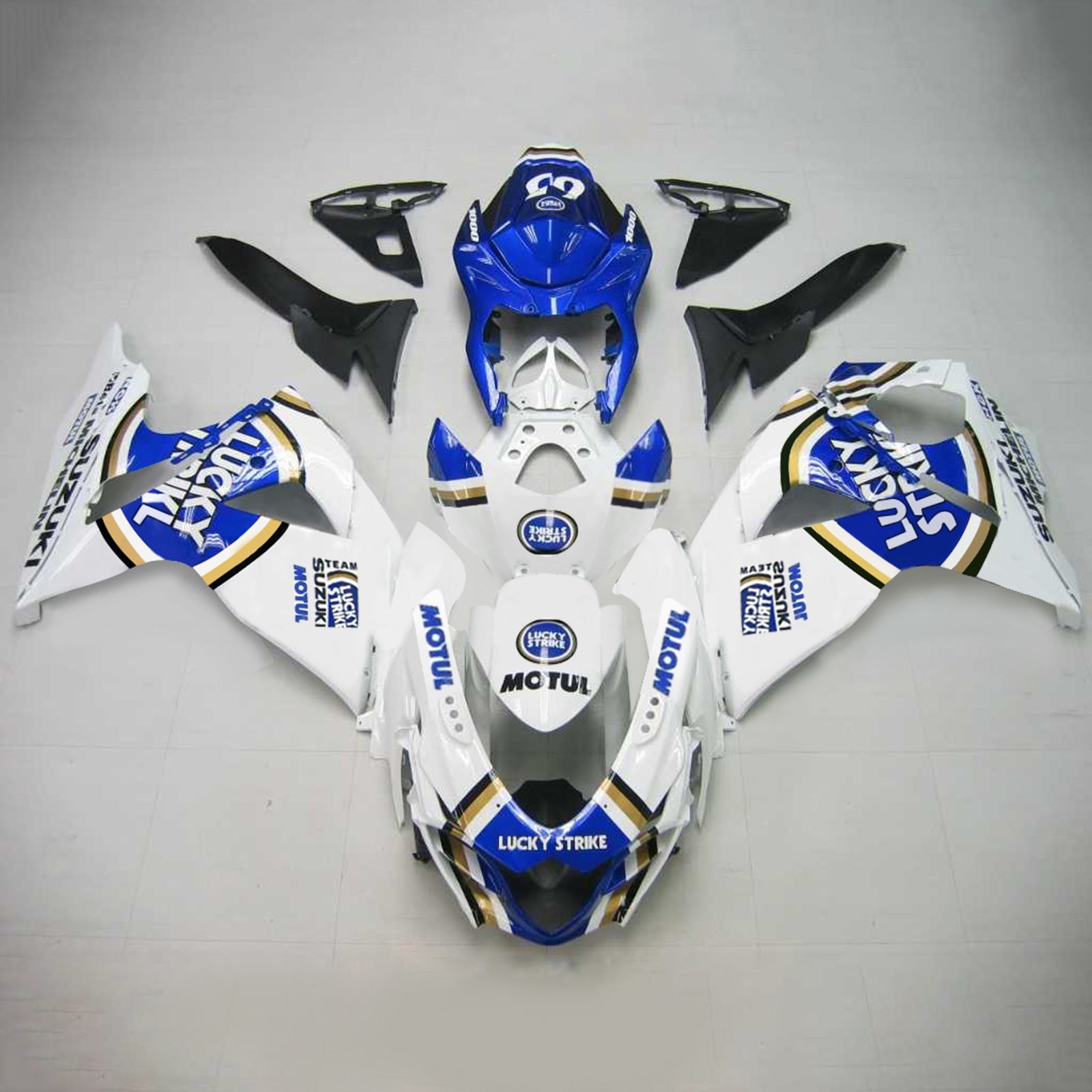 Amotopart 2009-2016 Suzuki GSXR1000 Fairing Lucky Strike Blue Kit