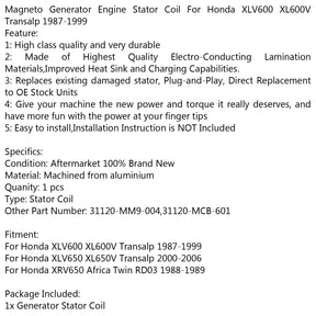 Generator-Statorspule für Honda XLV600 XL600V Transalp 1987-1999 XL650V Transalp über Fedex