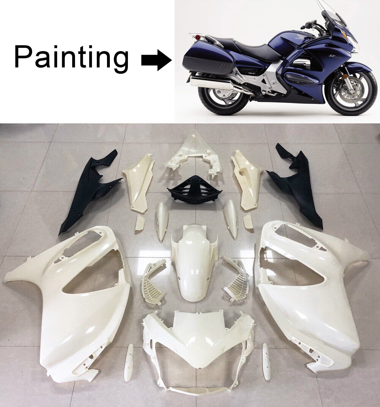 Kit de carénage bleu foncé Amotopart Honda ST1300 2002-2016