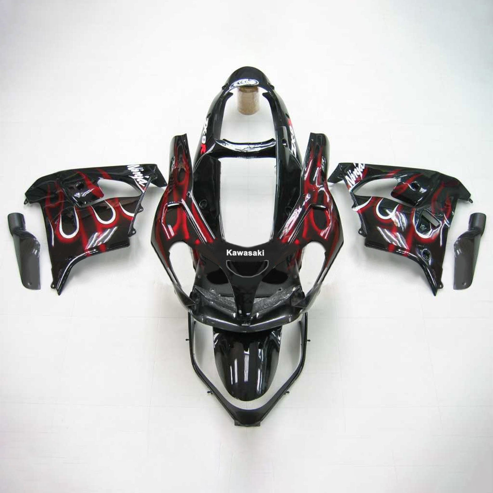 Amotopart Kawasaki ZX9R 2000-2001 Black Red Fairing Kit