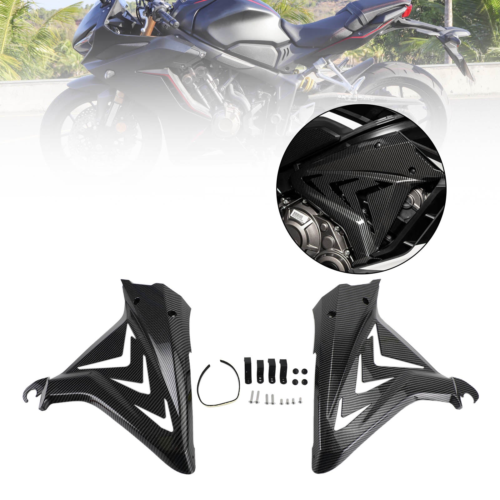 Pannelli di copertura del telaio laterale Carene Cappe per Honda CBR650R 2019-2021 Generico