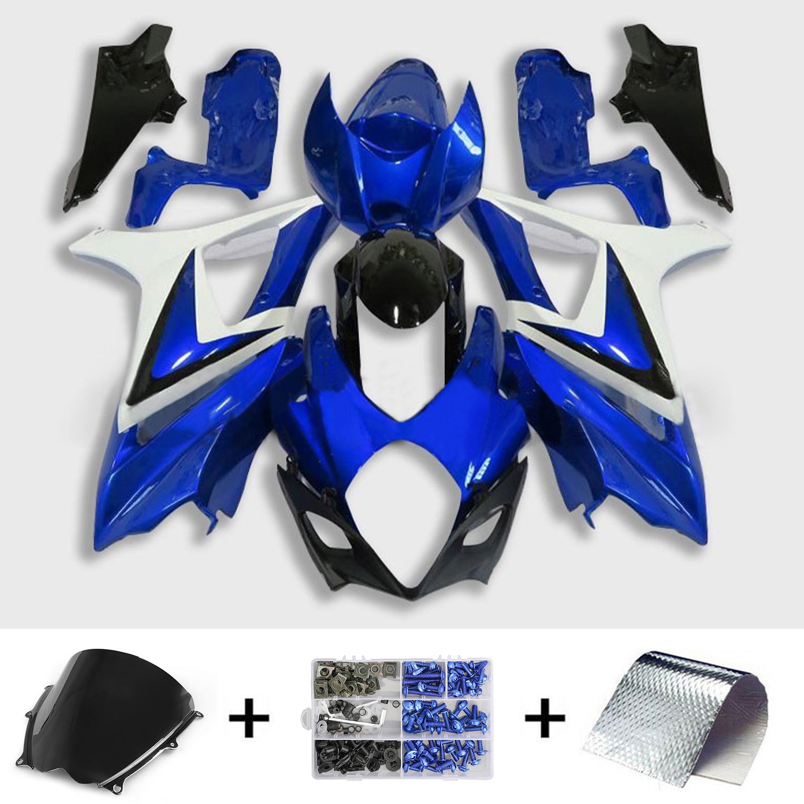 Amotopart 2007-2008 Suzuki GSXR1000 Fairing Blue&White Kit