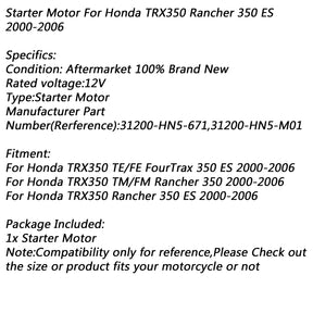 Motorino di Avviamento Elettrico per Honda TRX350 TE/FE FourTrax 350 TM/FM Rancher 2006