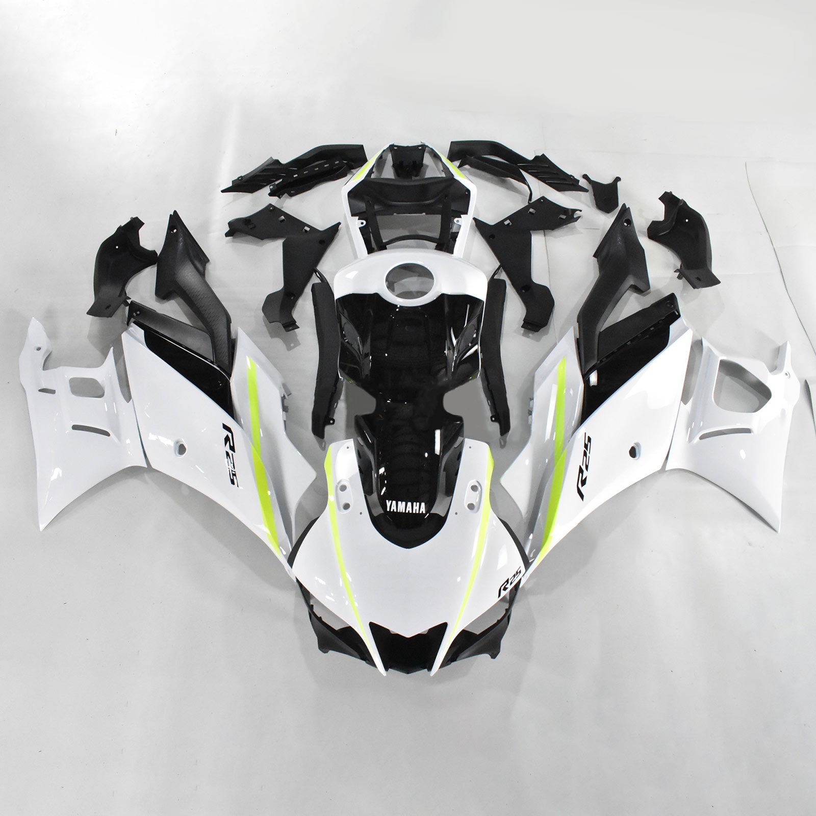 Amotopart Yamaha 2019-2021 YZF R3/YZF R25 White Black Fairing Kit