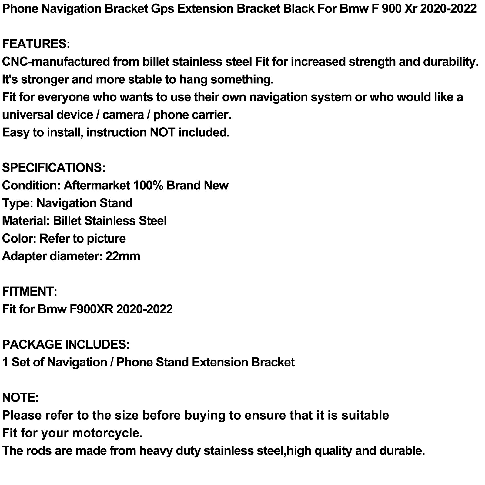 Navigation Bracket Phone Gps Bracket Black Fits For Bmw F 900 Xr 2020-2022 21 Generic