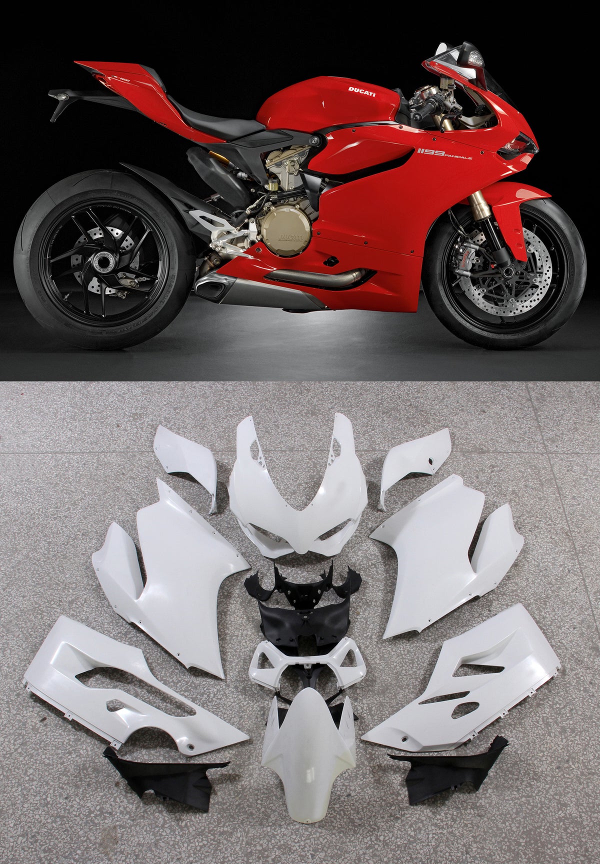 Amotopart 2012–2015 Ducati 1199 899 rotes Verkleidungsset
