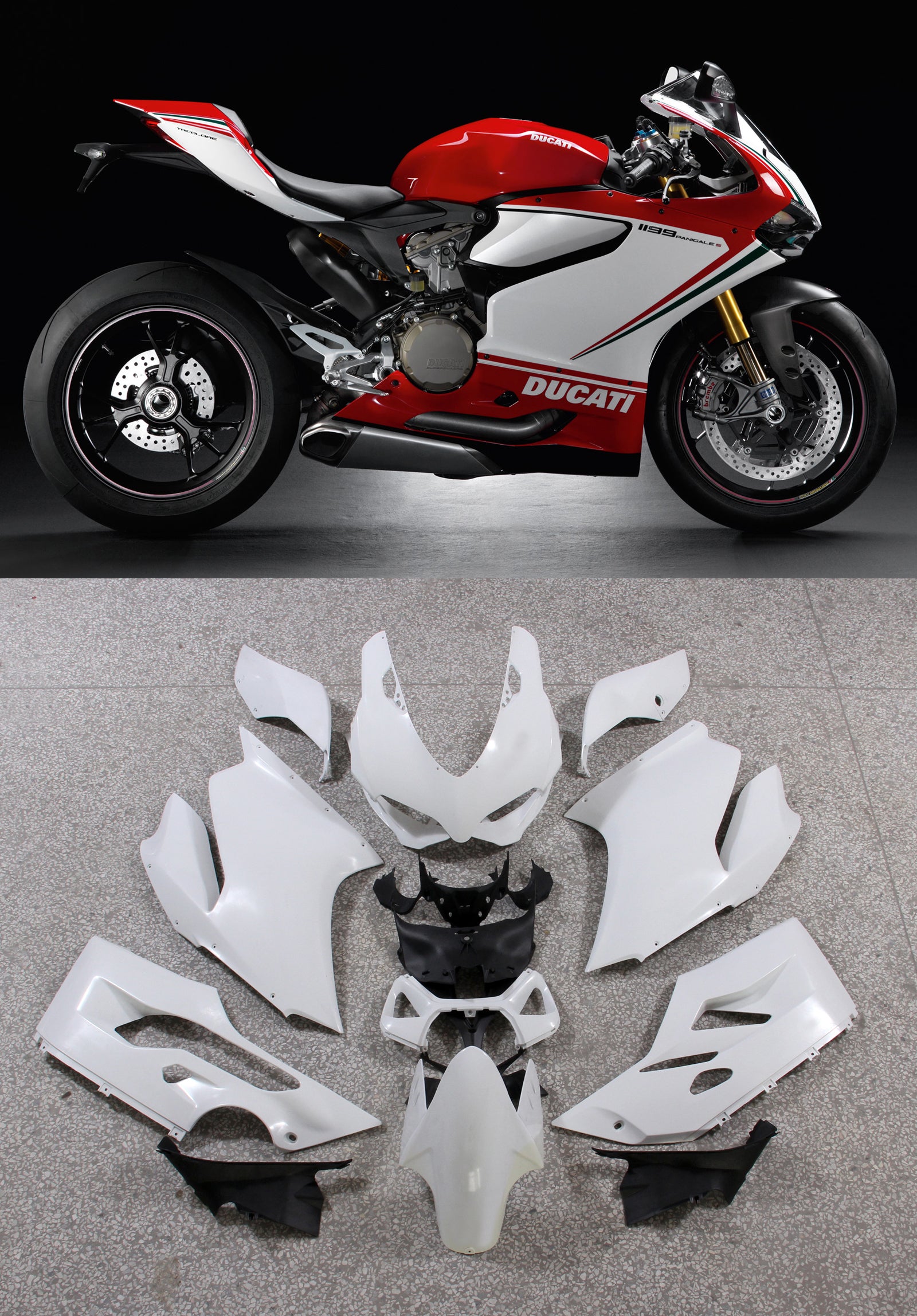 Generic Fit For Ducati 1199 (2012-2015) Bodywork Fairing ABS Injection Molding 5 Style