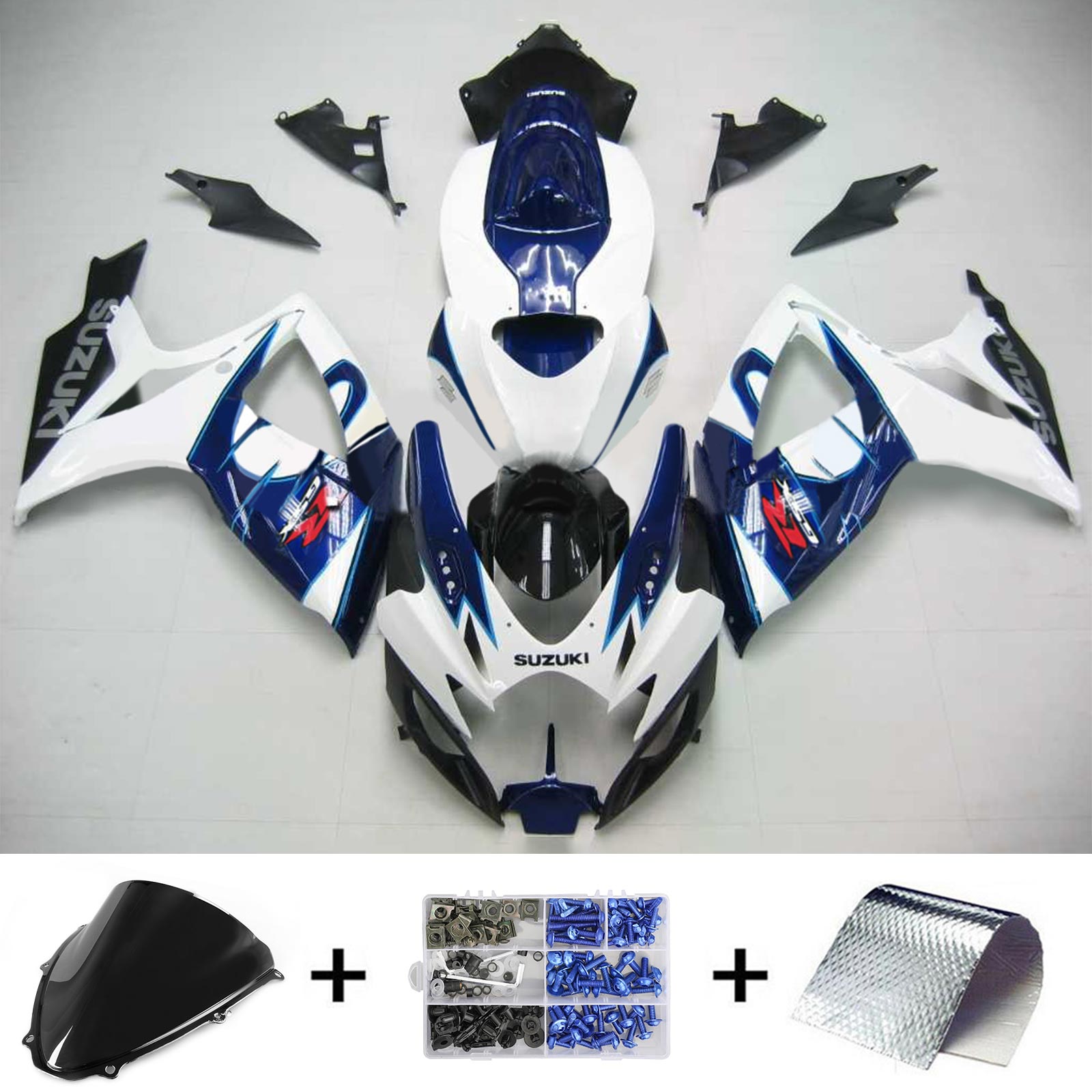 Amotopart 2006-2007 Suzuki GSXR 600/750 Dark Blue&White Fairing Kit