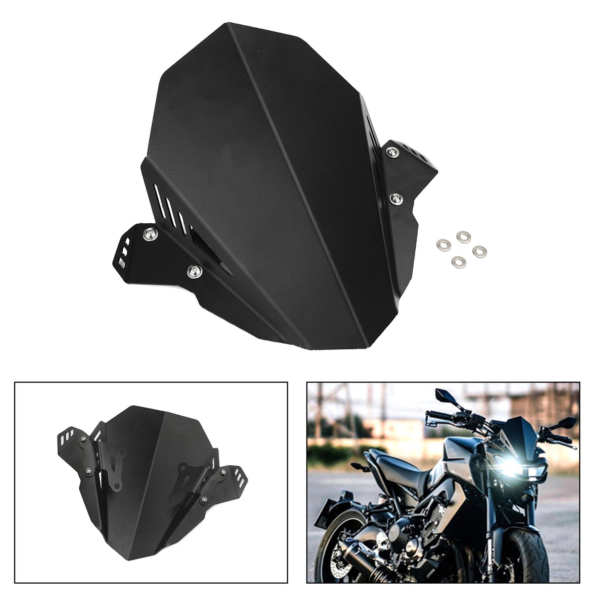 Windschutzscheiben-Windschutzscheiben-Schutz, schwarz, für Yamaha FZ 09 MT 09 2017–2020
