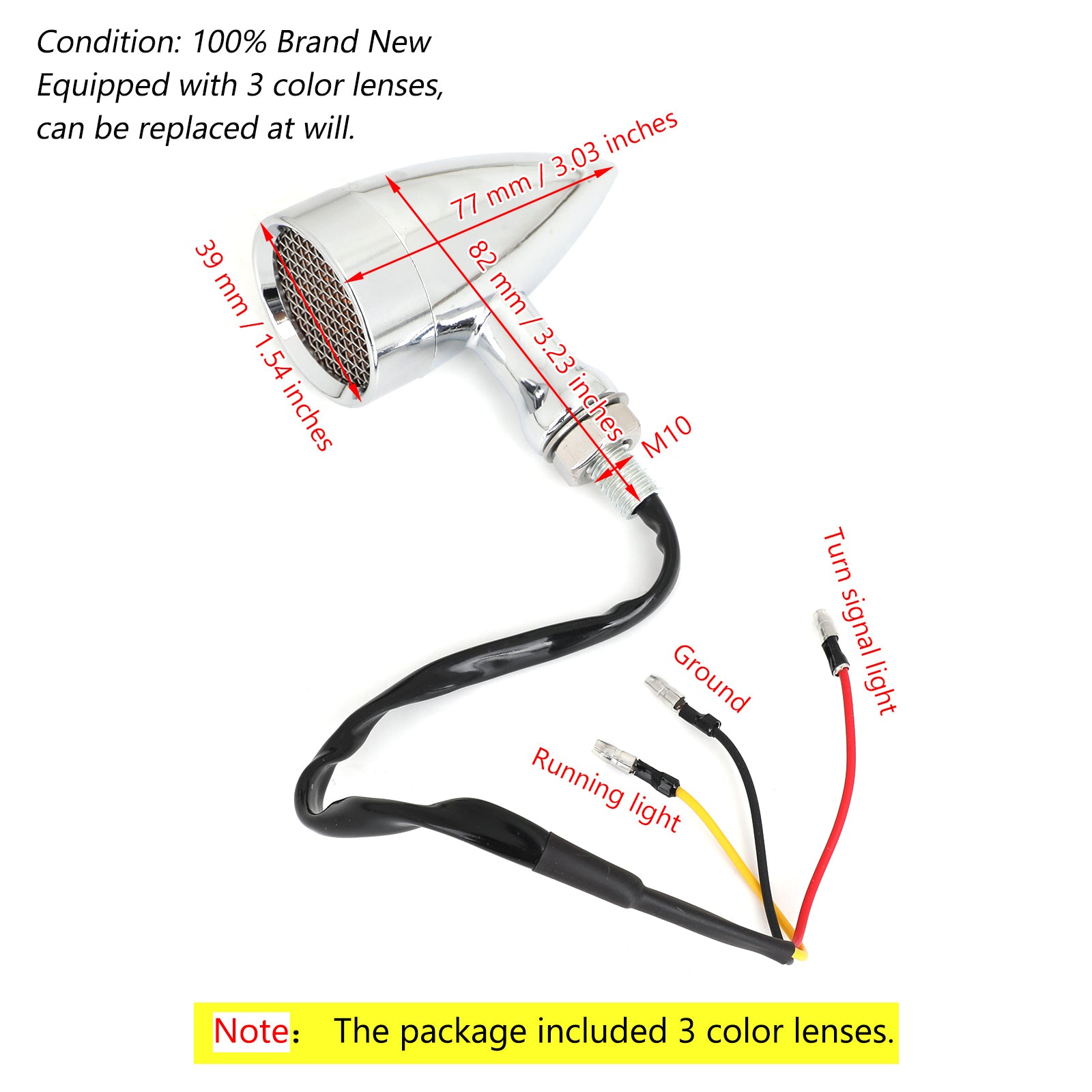 Clignotants LED universels pour motos M10, lampe clignotante