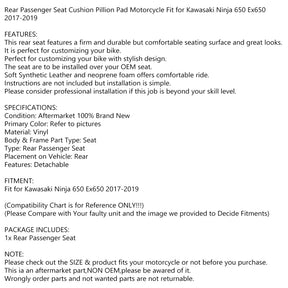 Rear Passenger Seat Pillion Saddle Fit For Kawasaki Ninja 650 Ex650 2017-2019 Generic