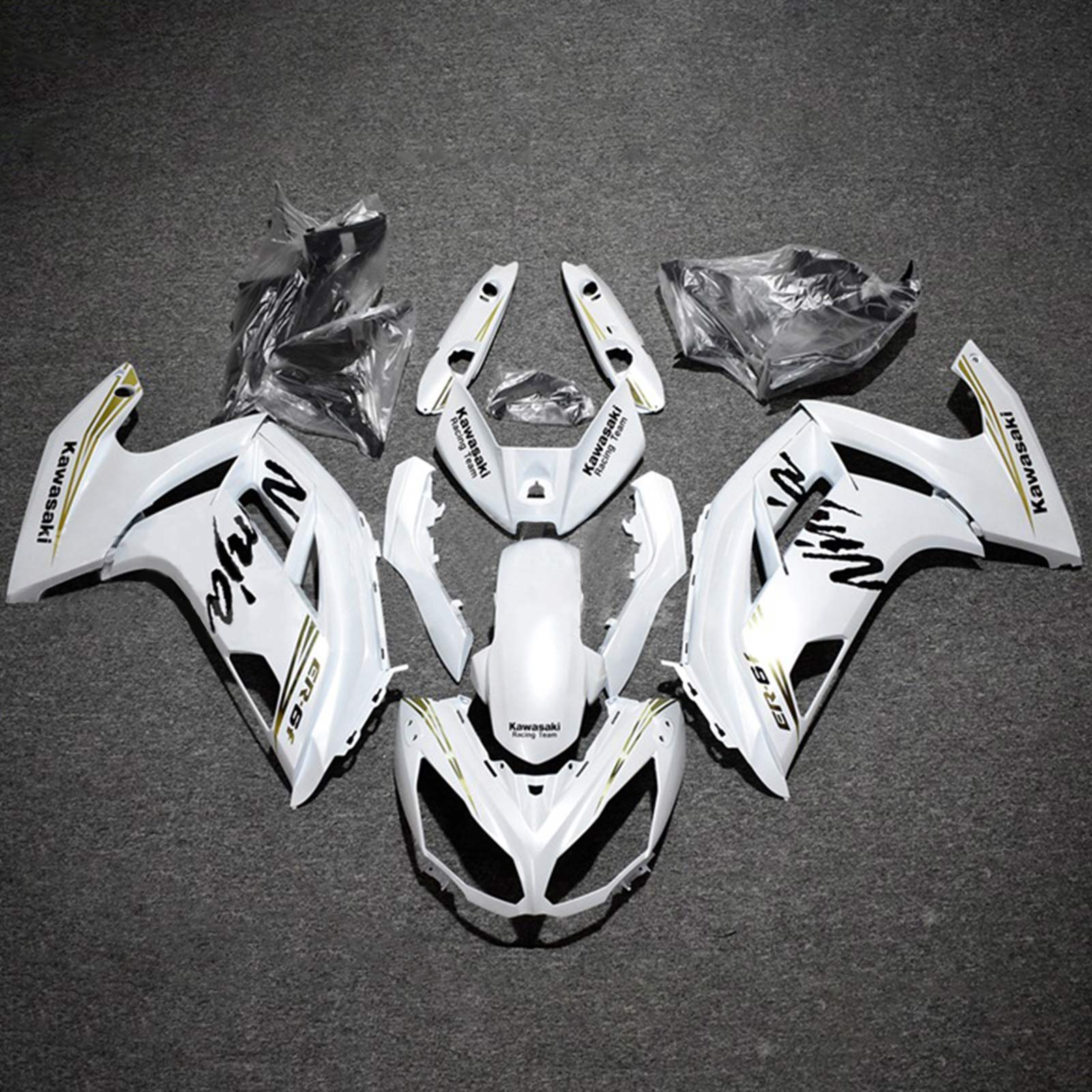 Kit de carénage blanc Amotopart 2012-2016 Kawasaki Ninja 650