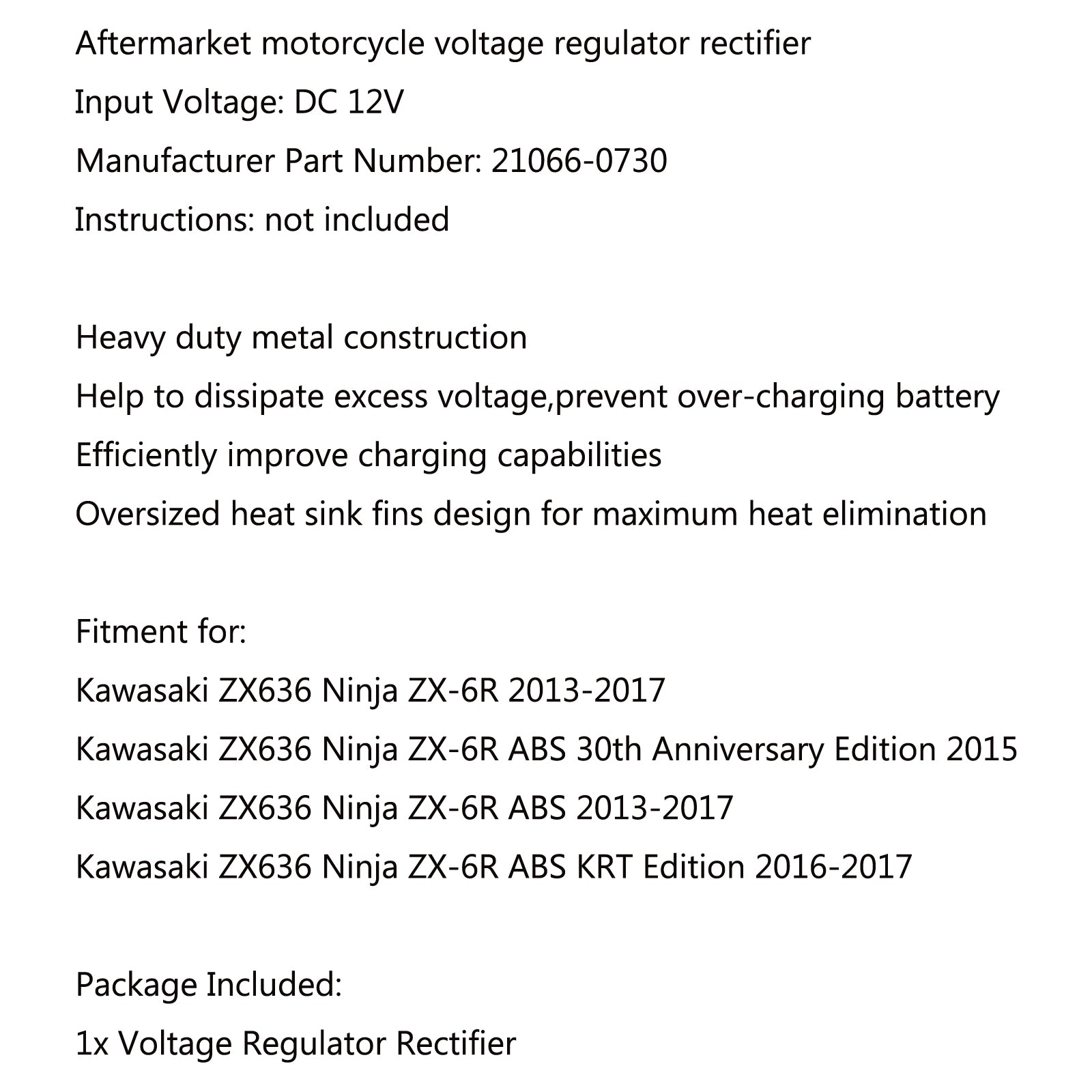 Rectificador regulador de voltaje para Kawasaki ZX636 Ninja ZX-6R ABS 2013-2017