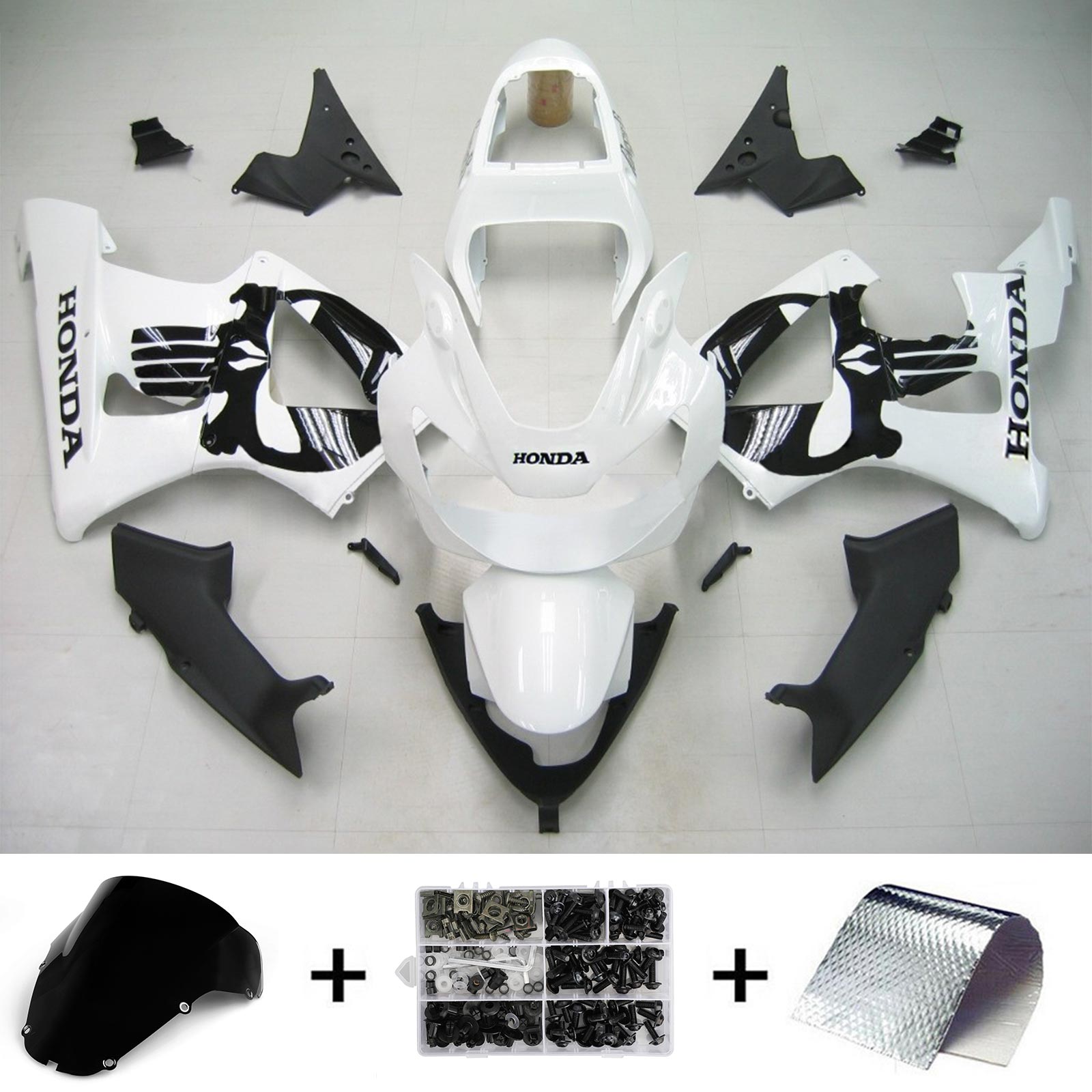 Amotopart 2000-2001 Honda CBR929RR Fairing White Skull Kit