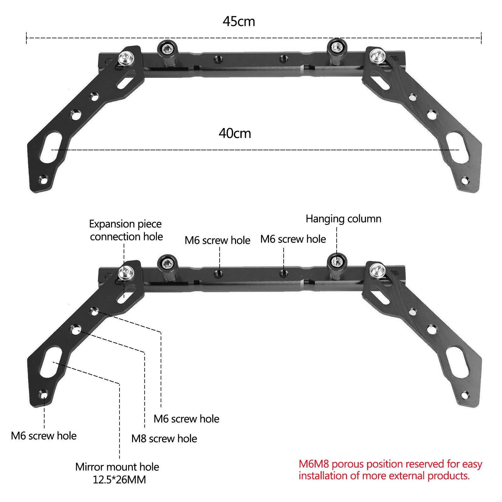 Cnc Adjustable Balance Cross Handle Bar Aluminum Lever Black Fits For Motor Generic