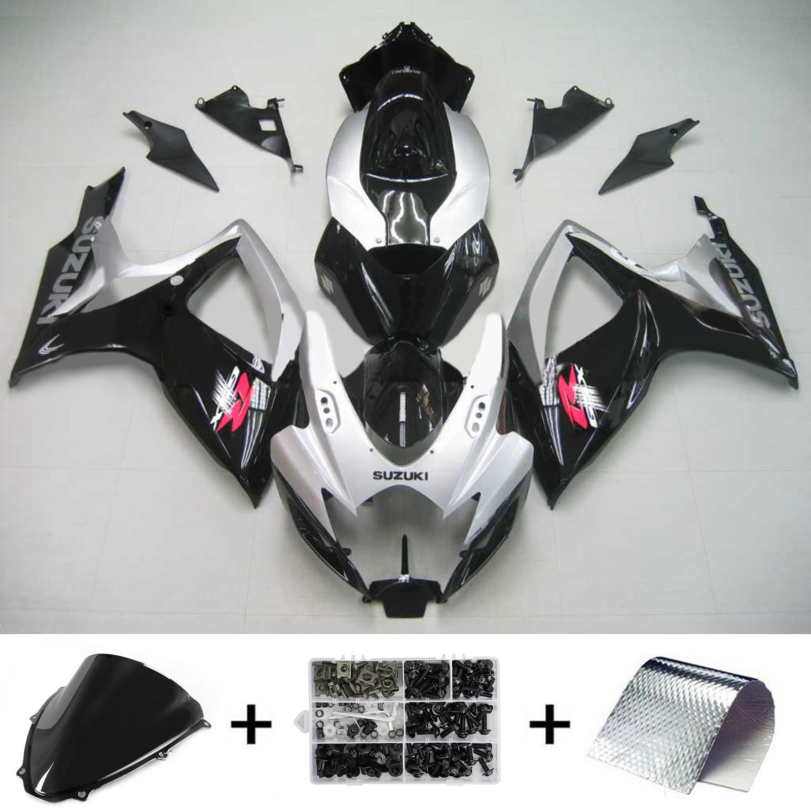 Amotopart 2006-2007 Suzuki GSXR 600/750 Sliver & Black Fairing Kit
