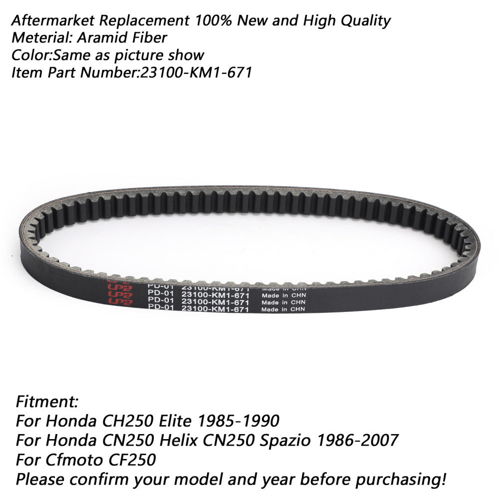 Transmission Belt Premium Drive Belt 23100-KM1-671 For Honda CH250 Elite CN250 Helix Spazio Generic
